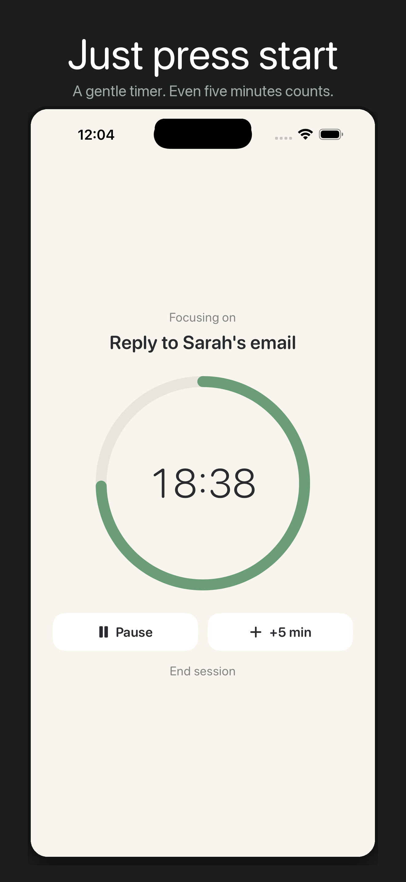 OneThing — gentle focus timer