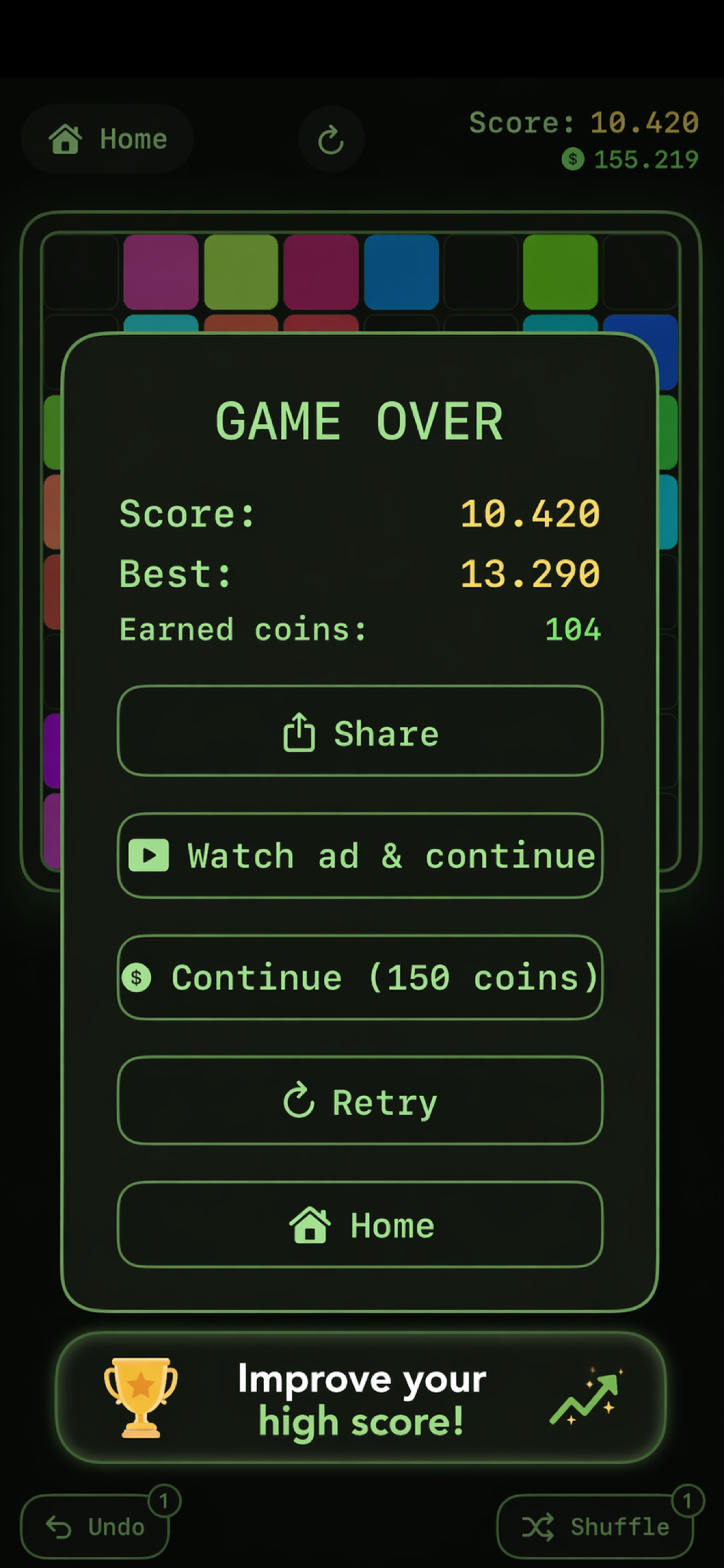 TapBlox! probeer je high score te verbeteren